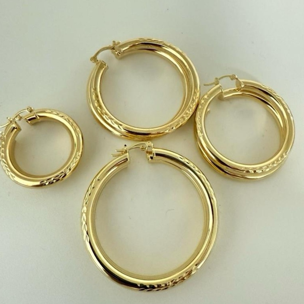 18k Gold Filled Large Hoop Earrings PRICE IS FIRM - Picture 6 of 6